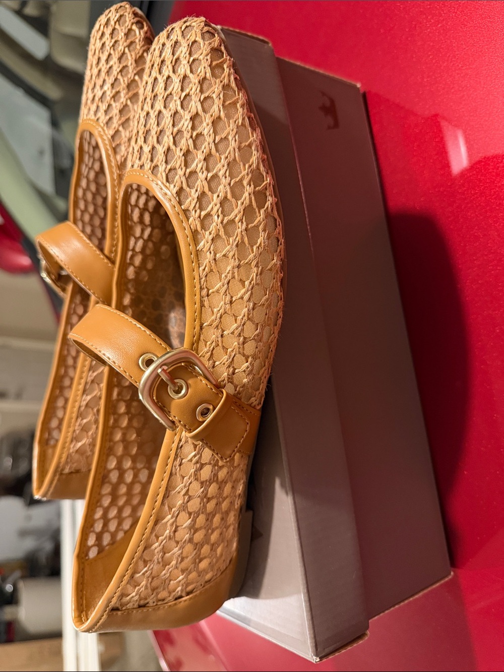 Women’s Tan Woven Crown Vintage Flats